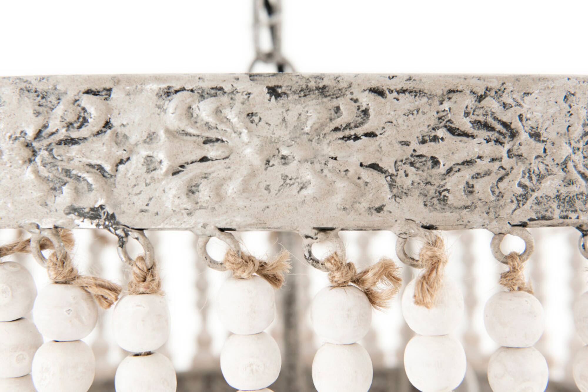 Hello Honey® 20.5" Antique White 3-Tier Wood Bead Chandelier